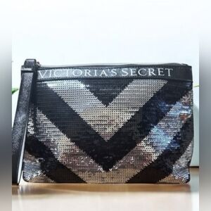 Victoria Secret Sequin Wristlet Clutch / Cosmetic Bag NWOT